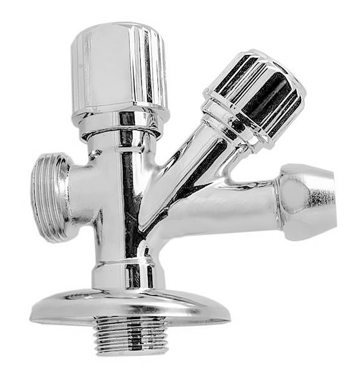 ALONI Dubbeldienstkraan messing verchroomd 3/4 x 1/2 x 10 — Aloni KIWA gecertificeerd | LeidingDeal.nl