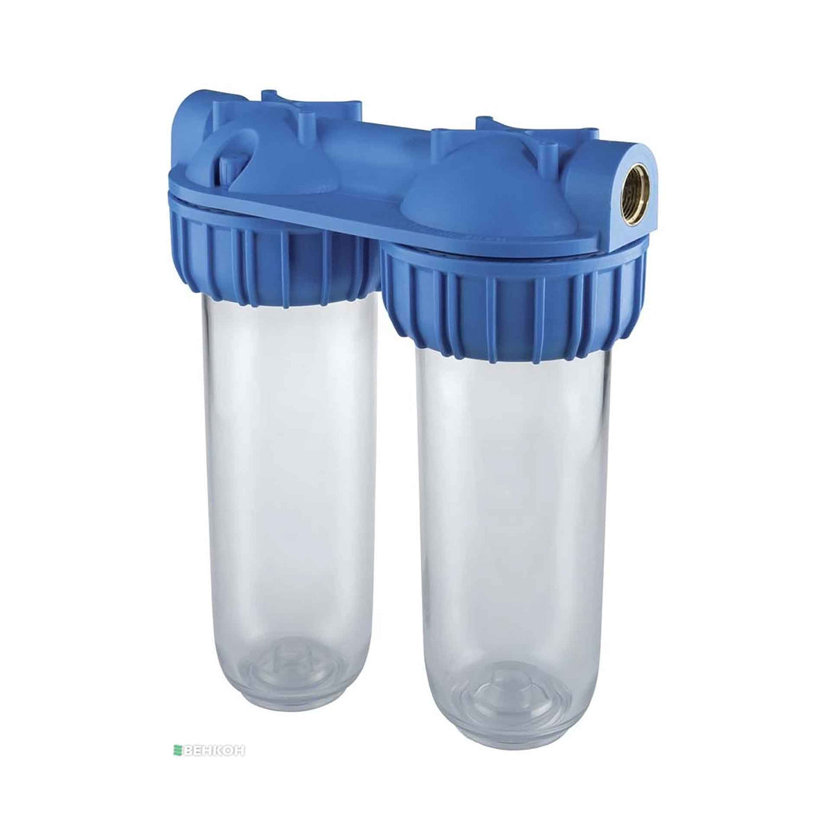 Dubbele Filter 1" Wegwerpcartouche Katoen 25µ + Koolstofcartouche+ Sleutel + Vis + +muurbevestiging