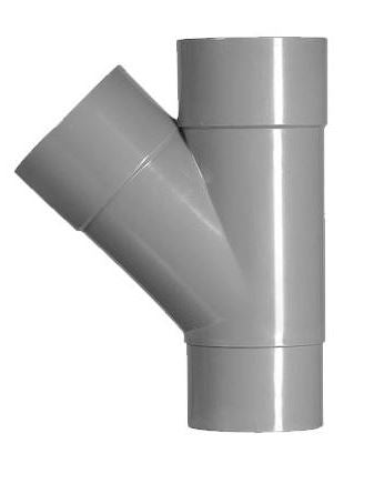 HWA T-stuk 2 x mof 1 x verjongde spie 70 mm 45 graden PVC