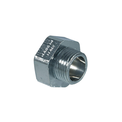 Verchroomde Messing Verloopmof 1/2 binnendraad x 3/8 buitendraad