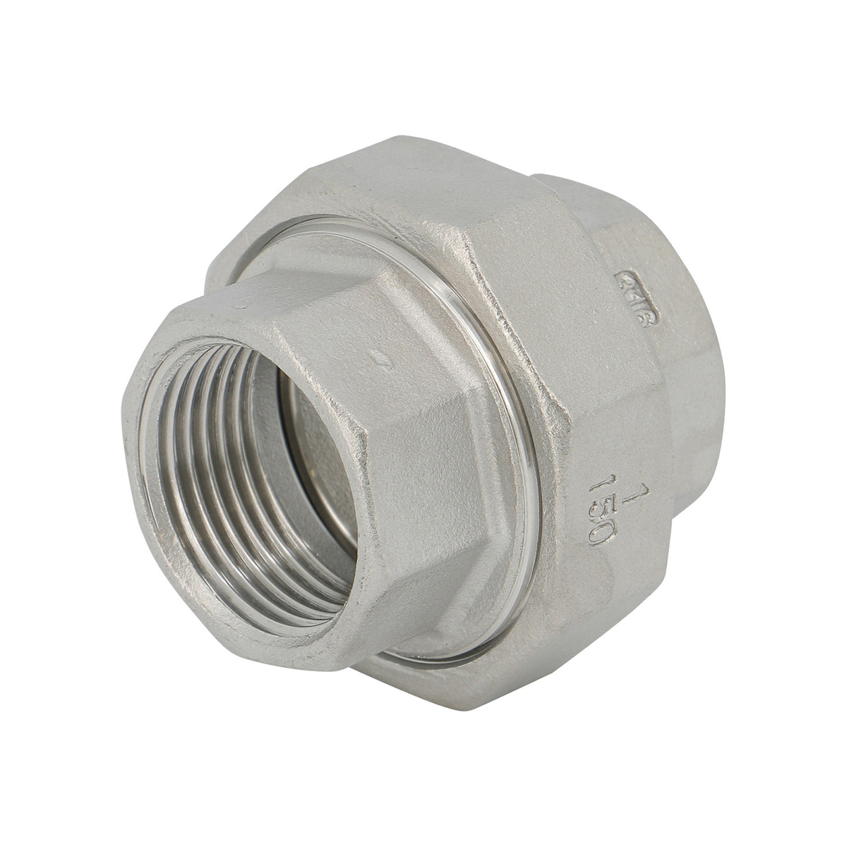 Driedelige Koppeling RVS I340 6/4 binnendraad/binnendraad