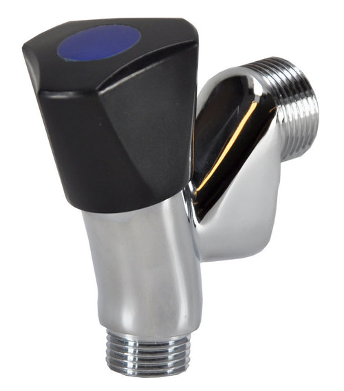 Beluchterkraan met keerklep en knop Kiwa 1/2" x 3/4" chroom/zwart